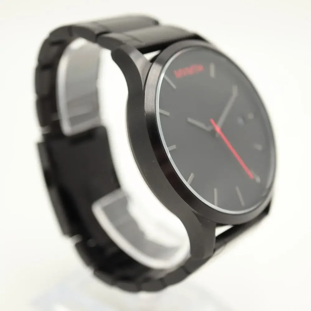 MVMT Classic Mens Black Red Stealth Watch 45mm Date Stainless Steel New Battery
